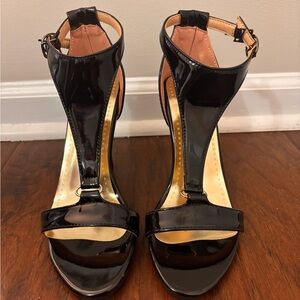 Elegant Black Women's T Strap Stiletto Heels with Ankle Strap